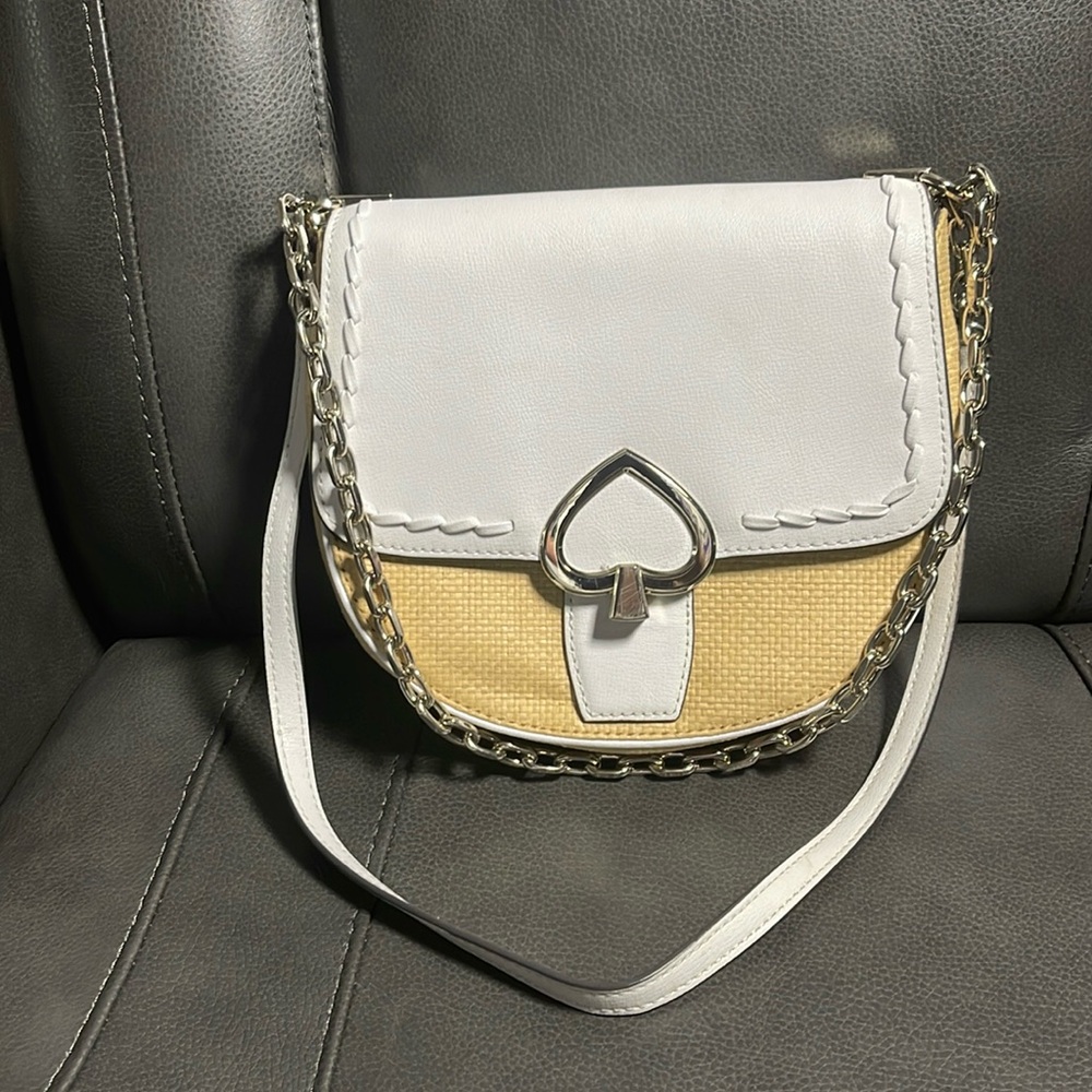 Preowned Kate Spade Robyn Straw Chain Saddle Bag